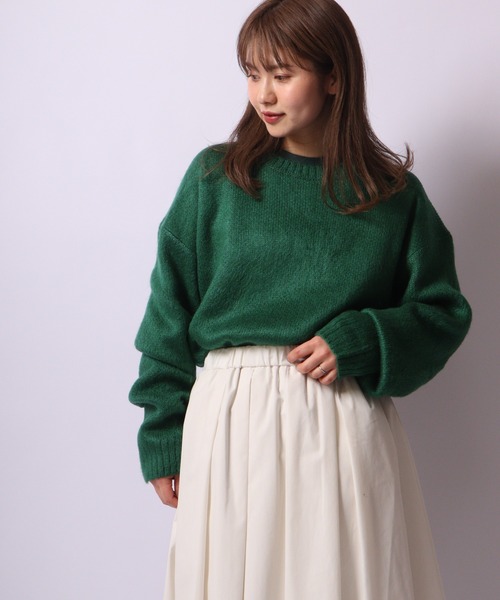 Bling Leads(ブリングリーズ)の「Bling Leads モヘアタッチクルーネックオーバーサイズニット(ニット/セーター・メンズ・マスタード/グリーン/ブラック×ホワイト/ライトグレー/ブラック系その他/ブラウン系その他2/ブラック/エメラルド/ブラック×レッド/ブラウン系その他/グレー系その他/レッド系その他/ブルー系その他/ブラウン系その他3/ホワイト×ブルー/ブラック系その他3/ホワイト×ブラック/ブラック系その他2・L/M)」の14枚目の写真