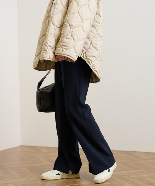 FRAMeWORK ダブルクロススリットパンツ ネイビー 38 FRAMeWORK（フレームワーク）の「ダブルクロス スリットパンツ