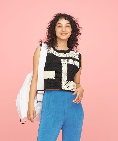 CITEN（シテン）の「＜CITEN＞クロシェ ニット ベスト（ベスト・レディース・レッド/ブラック・FREE）」の8枚目の写真