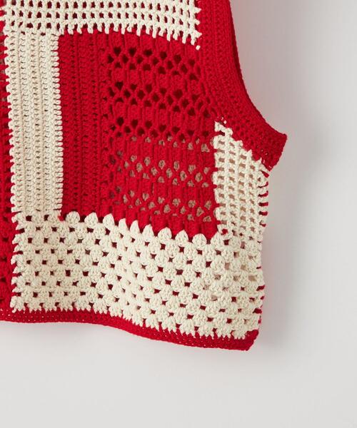 CITEN（シテン）の「＜CITEN＞クロシェ ニット ベスト（ベスト・レディース・レッド/ブラック・FREE）」の15枚目の写真