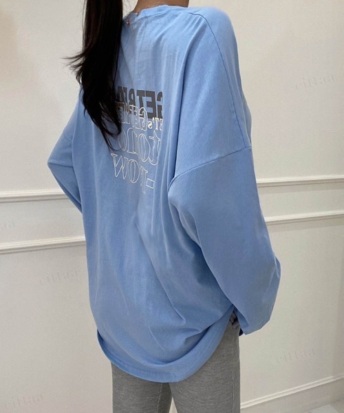 Dalfwin（ダールフィン）の「GET READYロゴオーバーサイズ長袖 Tシャツ（Tシャツ/カットソー・レディース・ホワイト/チャコールグレー/ライトブルー・FREE）」の3枚目の写真