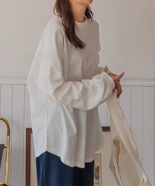 Dalfwin（ダールフィン）の「GET READYロゴオーバーサイズ長袖 Tシャツ（Tシャツ/カットソー・レディース・ホワイト/チャコールグレー/ライトブルー・FREE）」の13枚目の写真