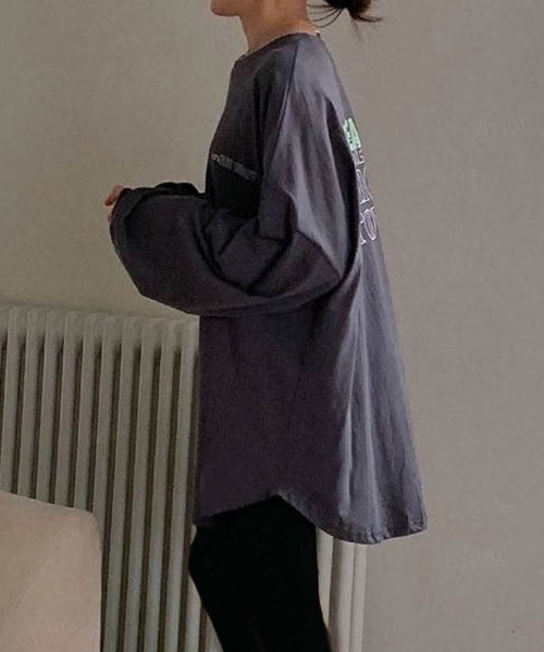 Dalfwin（ダールフィン）の「GET READYロゴオーバーサイズ長袖 Tシャツ（Tシャツ/カットソー・レディース・ホワイト/チャコールグレー/ライトブルー・FREE）」の15枚目の写真