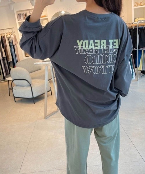 Dalfwin（ダールフィン）の「GET READYロゴオーバーサイズ長袖 Tシャツ（Tシャツ/カットソー・レディース・ホワイト/チャコールグレー/ライトブルー・FREE）」の12枚目の写真