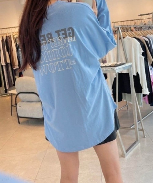 Dalfwin（ダールフィン）の「GET READYロゴオーバーサイズ長袖 Tシャツ（Tシャツ/カットソー・レディース・ホワイト/チャコールグレー/ライトブルー・FREE）」の5枚目の写真