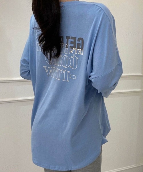 Dalfwin（ダールフィン）の「GET READYロゴオーバーサイズ長袖 Tシャツ（Tシャツ/カットソー・レディース・ホワイト/チャコールグレー/ライトブルー・FREE）」の14枚目の写真