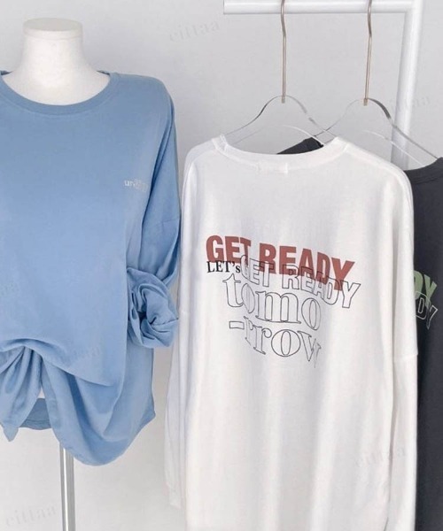 Dalfwin（ダールフィン）の「GET READYロゴオーバーサイズ長袖 Tシャツ（Tシャツ/カットソー・レディース・ホワイト/チャコールグレー/ライトブルー・FREE）」の17枚目の写真