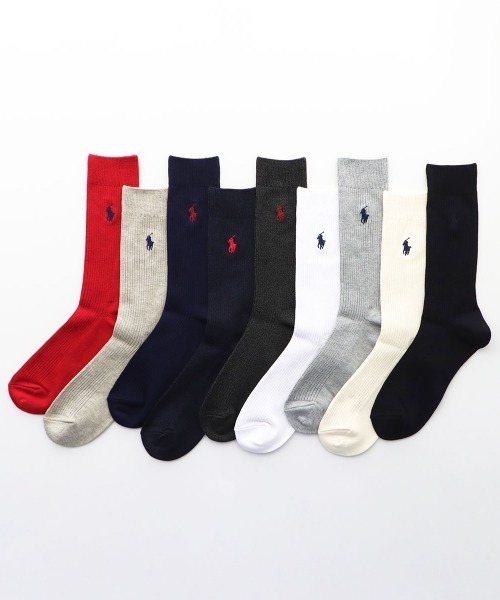 POLO RALPH LAUREN メンズ 消臭加工 ワンポイント リブソックス