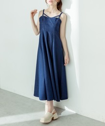 【WEB限定カラー有】コルセット見えデニムキャミワンピース