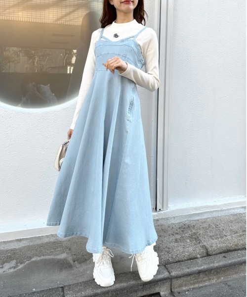 OLIVE des OLIVE（オリーブデオリーブ）の「【WEB限定カラー有】コルセット見えデニムキャミワンピース（ワンピース・レディース・サックスブルー/ワンウォッシュ/ブラック・FREE）」の10枚目の写真
