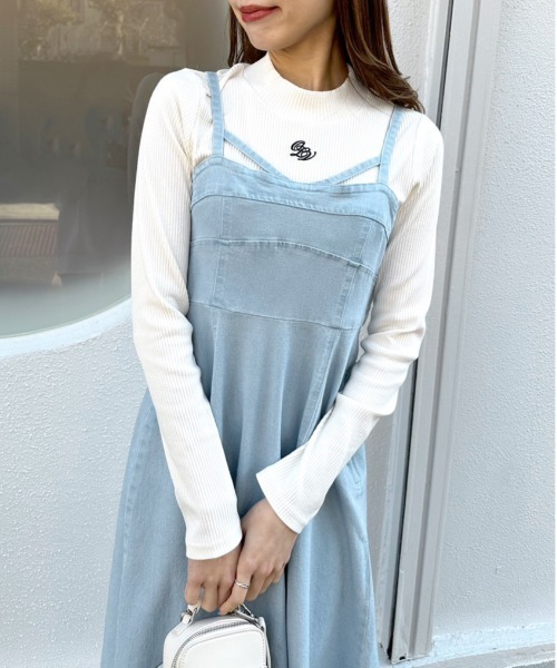OLIVE des OLIVE（オリーブデオリーブ）の「【WEB限定カラー有】コルセット見えデニムキャミワンピース（ワンピース・レディース・サックスブルー/ワンウォッシュ/ブラック・FREE）」の13枚目の写真