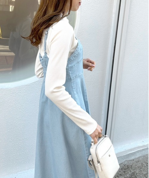 OLIVE des OLIVE（オリーブデオリーブ）の「【WEB限定カラー有】コルセット見えデニムキャミワンピース（ワンピース・レディース・サックスブルー/ワンウォッシュ/ブラック・FREE）」の14枚目の写真