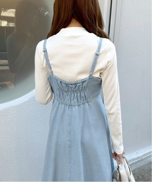 OLIVE des OLIVE（オリーブデオリーブ）の「【WEB限定カラー有】コルセット見えデニムキャミワンピース（ワンピース・レディース・サックスブルー/ワンウォッシュ/ブラック・FREE）」の15枚目の写真