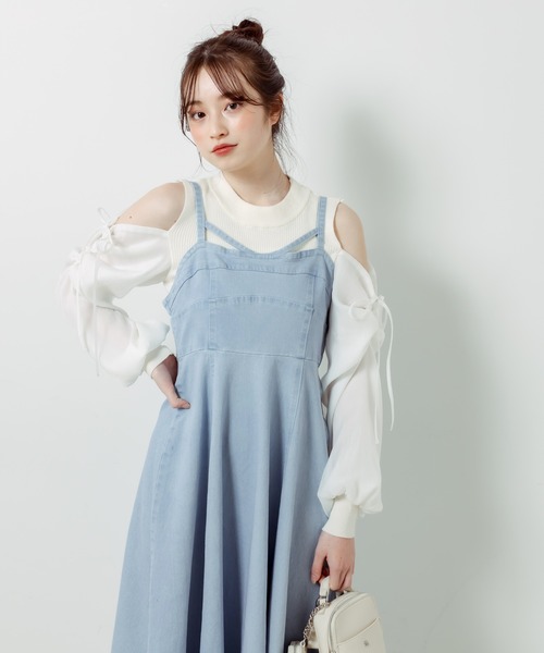 OLIVE des OLIVE（オリーブデオリーブ）の「【WEB限定カラー有】コルセット見えデニムキャミワンピース（ワンピース・レディース・サックスブルー/ワンウォッシュ/ブラック・FREE）」の19枚目の写真