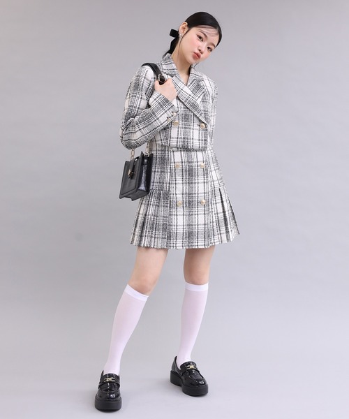 one after another NICE CLAUP（ワンアフターアナザーナイスクラップ）の「【セットアップジャンスカあり】ツイードショートジャケット（テーラードジャケット・レディース・ブラック/ピンク/アイボリー/ホワイト系その他・FREE）」の10枚目の写真