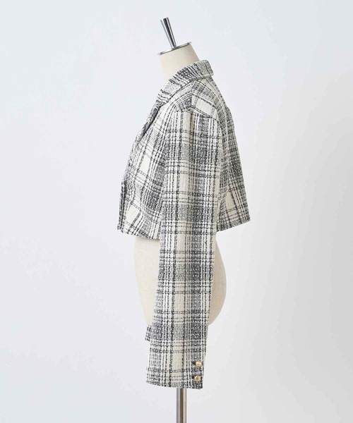 one after another NICE CLAUP（ワンアフターアナザーナイスクラップ）の「【セットアップジャンスカあり】ツイードショートジャケット（テーラードジャケット・レディース・ブラック/ピンク/アイボリー/ホワイト系その他・FREE）」の15枚目の写真