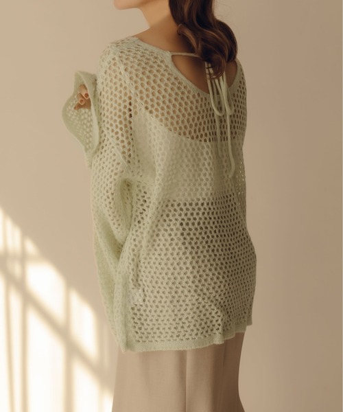 fupel（フぺル）の「バックリボン透かし編みニット（ニット