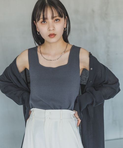 JEANASIS（ジーナシス）の「スクエアネックソウバリタンク/191958（タンクトップ・レディース・ホワイト/チャコールグレー/ブラック/ライトブラウン/ネイビー系・FREE）」の3枚目の写真