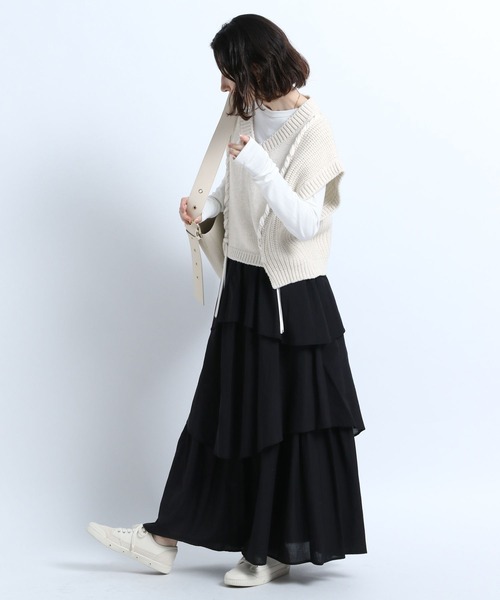 eL(エル)の「【eL】Random Tiered Skirt/187206(スカート・レディース・ブラック/オフホワイト・FREE)」の11枚目の写真