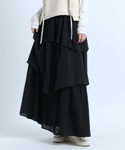 eL(エル)の「【eL】Random Tiered Skirt/187206(スカート・レディース・ブラック/オフホワイト・FREE)」の12枚目の写真