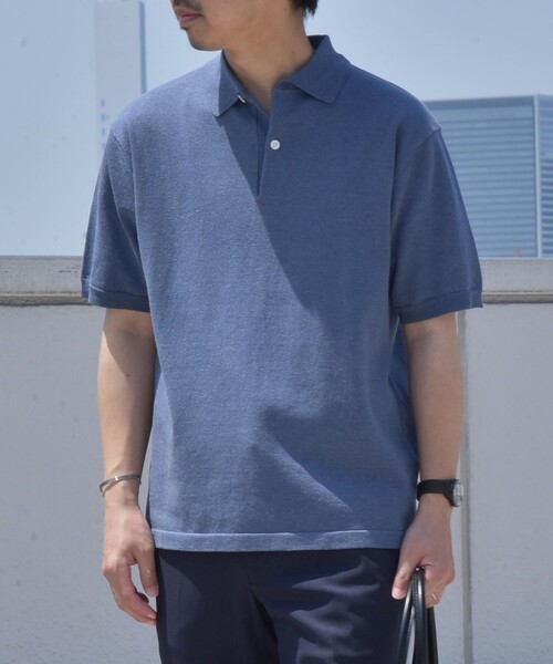 SHIPS any(シップス エニィ)の「SHIPS any:〈接触冷感〉ハイゲージ リネンミックス サマー ニット ポロシャツ 25SS◇(ポロシャツ・メンズ・ブラック/グレー/ブルー/ダークグレー/ネイビー/ライトブルー/チャコールグレー・SMALL/MEDIUM/LARGE/X-LARGE)」の7枚目の写真