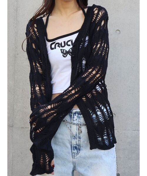 EMODA(エモダ)の「クロシェルーズカーディガン(カーディガン/ボレロ・レディース・ブラック/ブルー/ホワイト・FREE)」の10枚目の写真