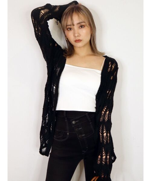 EMODA(エモダ)の「クロシェルーズカーディガン(カーディガン/ボレロ・レディース・ブラック/ブルー/ホワイト・FREE)」の18枚目の写真