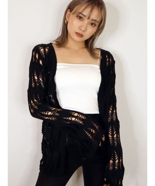 EMODA(エモダ)の「クロシェルーズカーディガン(カーディガン/ボレロ・レディース・ブラック/ブルー/ホワイト・FREE)」の19枚目の写真