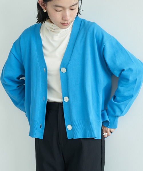 AMERICAN HOLIC（アメリカンホリック）の「Vネックショートカーディガン（カーディガン/ボレロ・レディース・ブルー/グリーン/ネイビー/ライトグレー・M/L）」の4枚目の写真