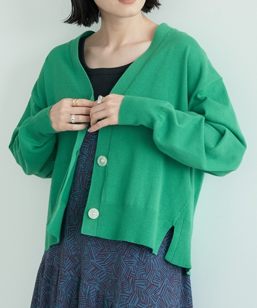 AMERICAN HOLIC（アメリカンホリック）の「Vネックショートカーディガン（カーディガン/ボレロ・レディース・ブルー/グリーン/ネイビー/ライトグレー・M/L）」の3枚目の写真