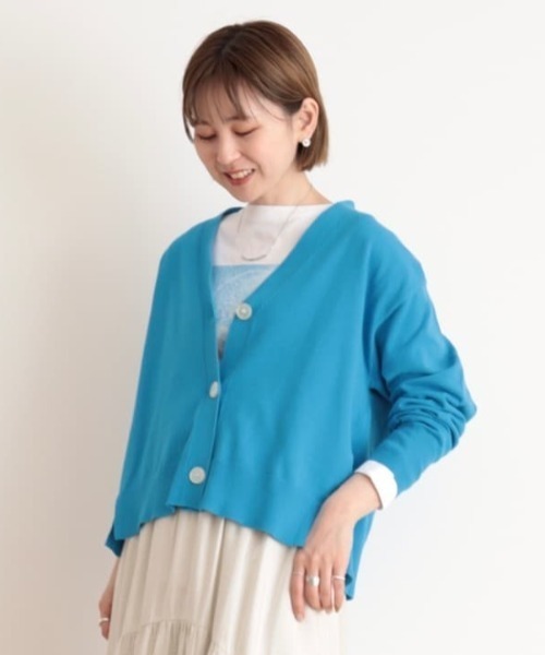 AMERICAN HOLIC（アメリカンホリック）の「Vネックショートカーディガン（カーディガン/ボレロ・レディース・ブルー/グリーン/ネイビー/ライトグレー・M/L）」の5枚目の写真