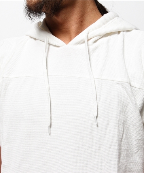 WEGO（ウィゴー）の「WEGO/ロングワッフルフードTシャツ（Tシャツ/カットソー・メンズ・ホワイト/カーキ/ホワイト系その他/ブルー・MEDIUM/LARGE）」の9枚目の写真