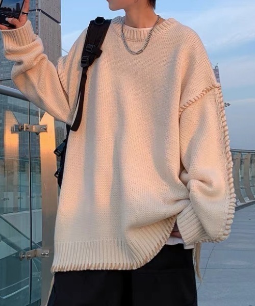 SEN TOKYO（セントーキョー）の「大人上品なアウターニット。手編み風デザインビックセーター（ニット/セーター・メンズ・ベージュ/アイボリー・M/L）」の17枚目の写真