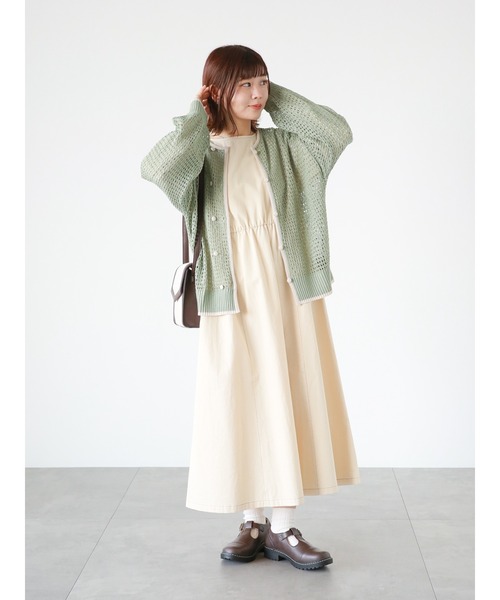 ehka sopo（エヘカソポ）の「◎パイピング透かし編みカーディガン（カーディガン/ボレロ・レディース・ブラック/グリーン/キナリ・ﾌﾘ-）」の10枚目の写真