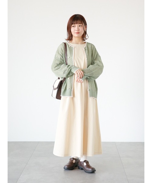 ehka sopo（エヘカソポ）の「◎パイピング透かし編みカーディガン（カーディガン/ボレロ・レディース・ブラック/グリーン/キナリ・ﾌﾘ-）」の15枚目の写真