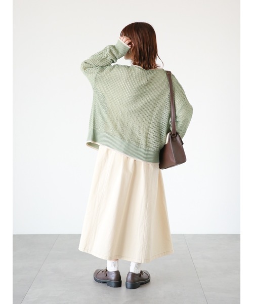 ehka sopo（エヘカソポ）の「◎パイピング透かし編みカーディガン（カーディガン/ボレロ・レディース・ブラック/グリーン/キナリ・ﾌﾘ-）」の13枚目の写真