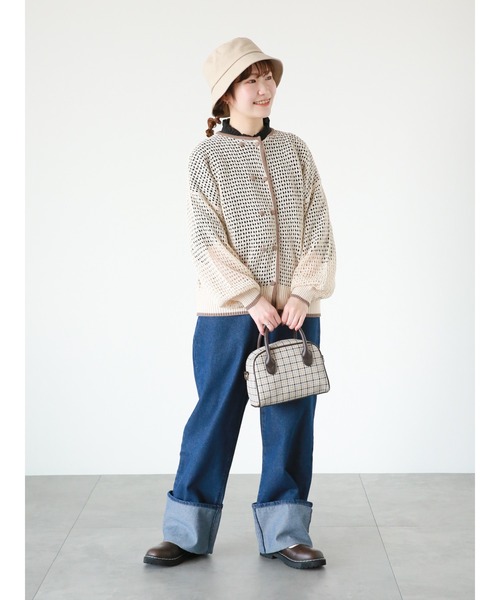 ehka sopo（エヘカソポ）の「◎パイピング透かし編みカーディガン（カーディガン/ボレロ・レディース・ブラック/グリーン/キナリ・ﾌﾘ-）」の18枚目の写真