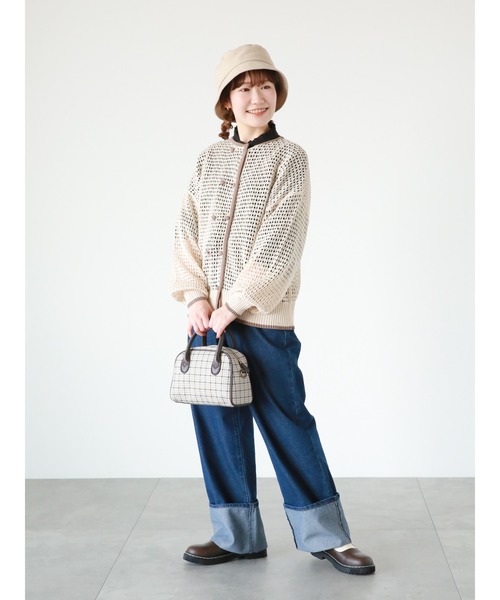 ehka sopo（エヘカソポ）の「◎パイピング透かし編みカーディガン（カーディガン/ボレロ・レディース・ブラック/グリーン/キナリ・ﾌﾘ-）」の11枚目の写真