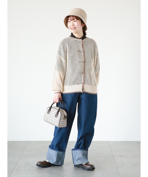 ehka sopo（エヘカソポ）の「◎パイピング透かし編みカーディガン（カーディガン/ボレロ・レディース・ブラック/グリーン/キナリ・ﾌﾘ-）」の16枚目の写真