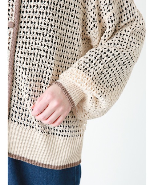 ehka sopo（エヘカソポ）の「◎パイピング透かし編みカーディガン（カーディガン/ボレロ・レディース・ブラック/グリーン/キナリ・ﾌﾘ-）」の22枚目の写真
