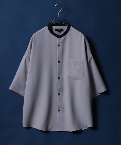 ANPAS(アンパス)の「ANPAS Twill Fabric Oversized Drop Shoulder Band Collar Shirt/ANPAS 別注 ツイル オーバーサイズ ドロップショルダー バンドカラーシャツ 半袖シャツ メンズ ワイドシルエット(シャツ/ブラウス・メンズ・ベージュ系その他/ホワイト系その他/ブラック/ホワイト/グレー系その他/ブラック系その他/ベージュ/ライトグレー・L/M)」の6枚目の写真