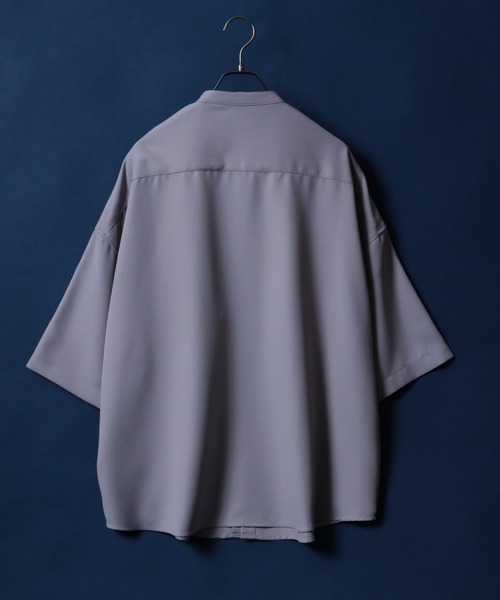 ANPAS(アンパス)の「ANPAS Twill Fabric Oversized Drop Shoulder Band Collar Shirt/ANPAS 別注 ツイル オーバーサイズ ドロップショルダー バンドカラーシャツ 半袖シャツ メンズ ワイドシルエット(シャツ/ブラウス・メンズ・ベージュ系その他/ホワイト系その他/ブラック/ホワイト/グレー系その他/ブラック系その他/ベージュ/ライトグレー・L/M)」の9枚目の写真