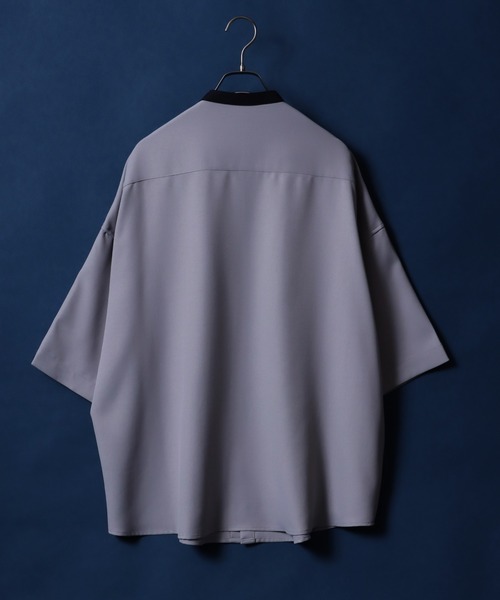 ANPAS(アンパス)の「ANPAS Twill Fabric Oversized Drop Shoulder Band Collar Shirt/ANPAS 別注 ツイル オーバーサイズ ドロップショルダー バンドカラーシャツ 半袖シャツ メンズ ワイドシルエット(シャツ/ブラウス・メンズ・ベージュ系その他/ホワイト系その他/ブラック/ホワイト/グレー系その他/ブラック系その他/ベージュ/ライトグレー・L/M)」の10枚目の写真