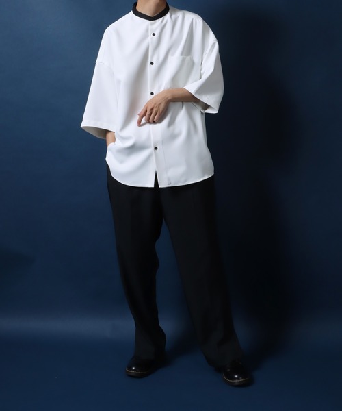 ANPAS(アンパス)の「ANPAS Twill Fabric Oversized Drop Shoulder Band Collar Shirt/ANPAS 別注 ツイル オーバーサイズ ドロップショルダー バンドカラーシャツ 半袖シャツ メンズ ワイドシルエット(シャツ/ブラウス・メンズ・ベージュ系その他/ホワイト系その他/ブラック/ホワイト/グレー系その他/ブラック系その他/ベージュ/ライトグレー・L/M)」の20枚目の写真