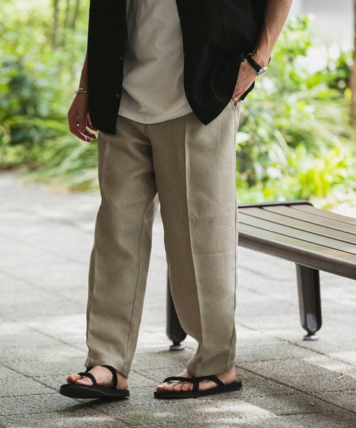 ITEMS URBANRESEARCH（アイテムズ アーバンリサーチ）の「テックリネンEASYケア エフォートレススラックス（スラックス・メンズ・ブラック/ライトベージュ/グリーン・LARGE/MEDIUM）」の4枚目の写真