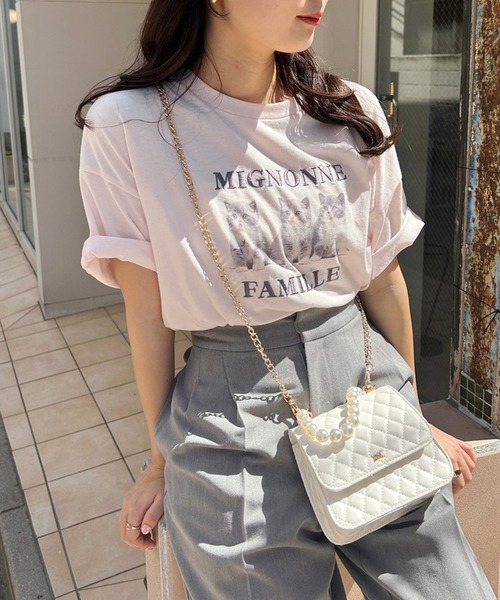one after another NICE CLAUP - seemi Tシャツ 白×ゴールド・ベージュ×ゴールド プリントアソートTee | レディースファッション通販のワン