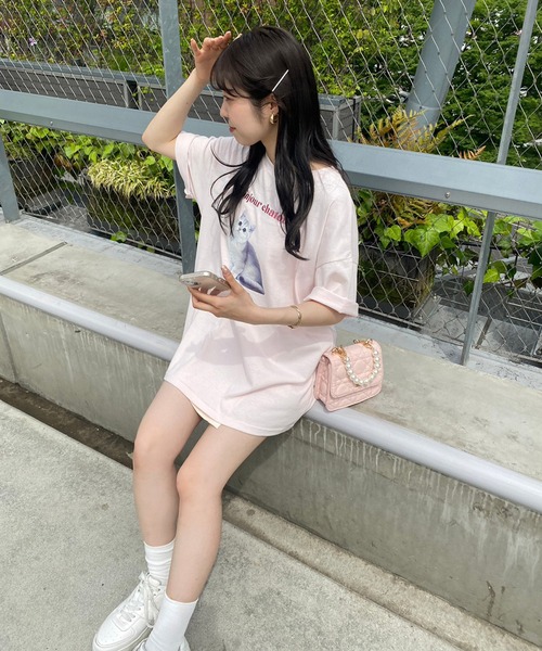 one after another NICE CLAUP（ワンアフターアナザーナイスクラップ）の「ねこプリントBIG Tee（Tシャツ/カットソー・レディース・ピンク系その他/ホワイト/ピンク/ホワイト系その他・FREE）」の14枚目の写真
