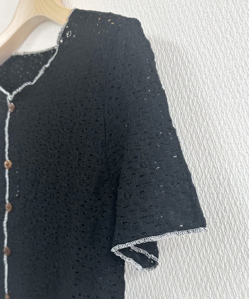 DIAVEL(ディアベル)の「【秋SALE特価中】レースニットトップス/かし半袖花柄ブラウス(シャツ/ブラウス・レディース・ホワイト/ブルー/ブラック/ホワイト系その他/アイボリー・M)」の15枚目の写真