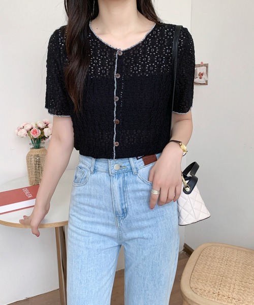 DIAVEL(ディアベル)の「【秋SALE特価中】レースニットトップス/かし半袖花柄ブラウス(シャツ/ブラウス・レディース・ホワイト/ブルー/ブラック/ホワイト系その他/アイボリー・M)」の22枚目の写真