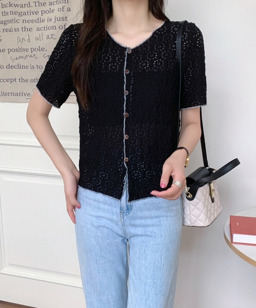 DIAVEL(ディアベル)の「【秋SALE特価中】レースニットトップス/かし半袖花柄ブラウス(シャツ/ブラウス・レディース・ホワイト/ブルー/ブラック/ホワイト系その他/アイボリー・M)」の19枚目の写真